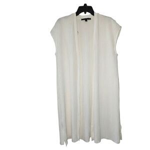 MARC NEW YORK Bright White Pleated Long Cap Sleeve Duster Small-Large
